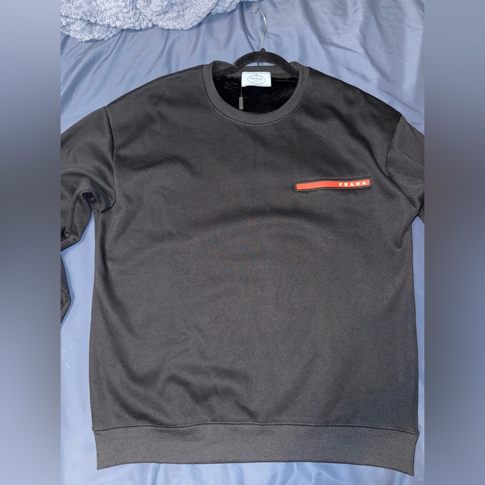 Prada Black Crewneck Sweater with Minimalist Design
